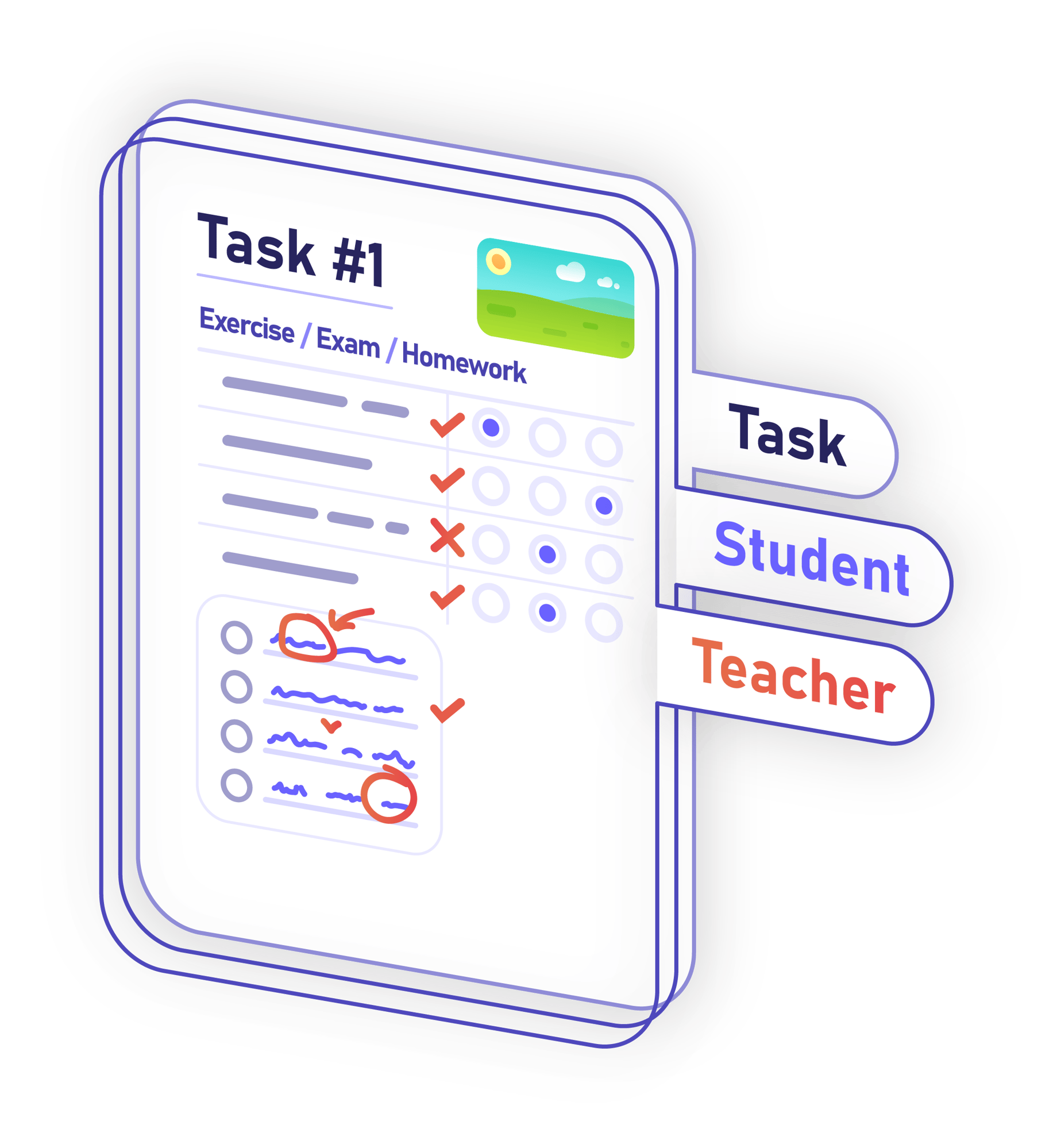 Task teacher student overlay together
